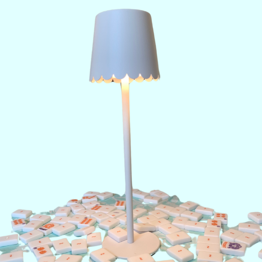 White Scalloped Shade Rechargeable Lamp