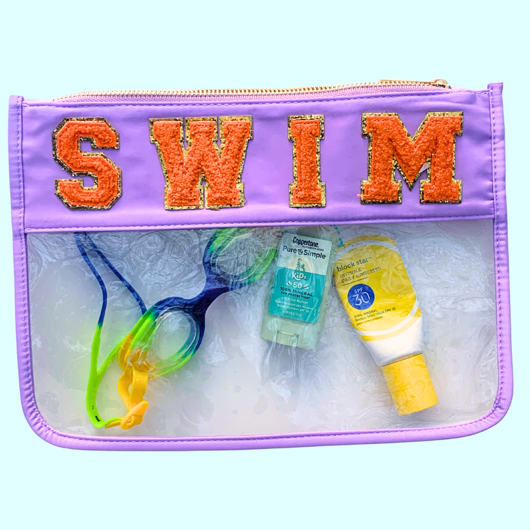 Chenille Letter SWIM Pouch