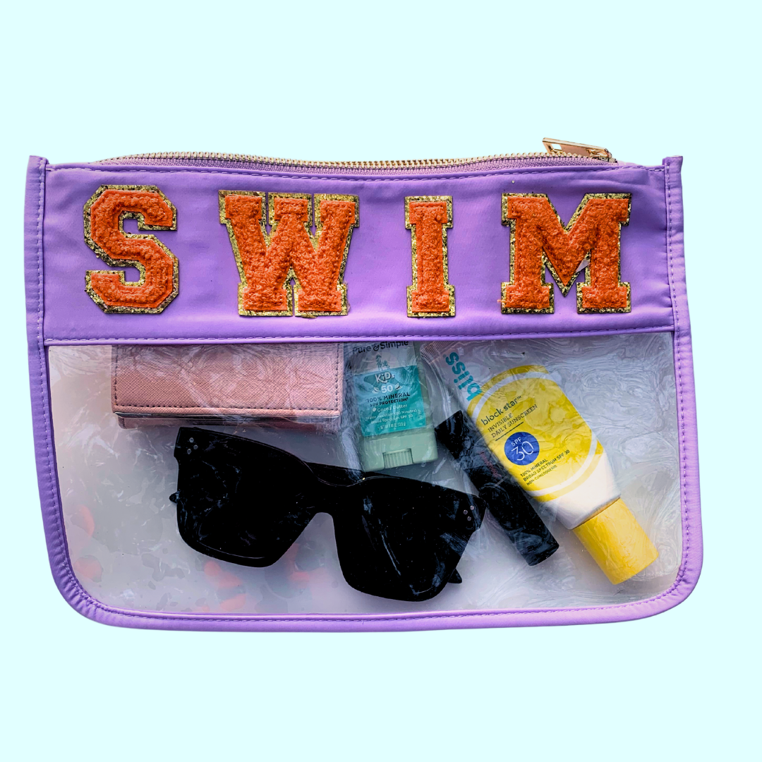 Chenille Letter SWIM Pouch
